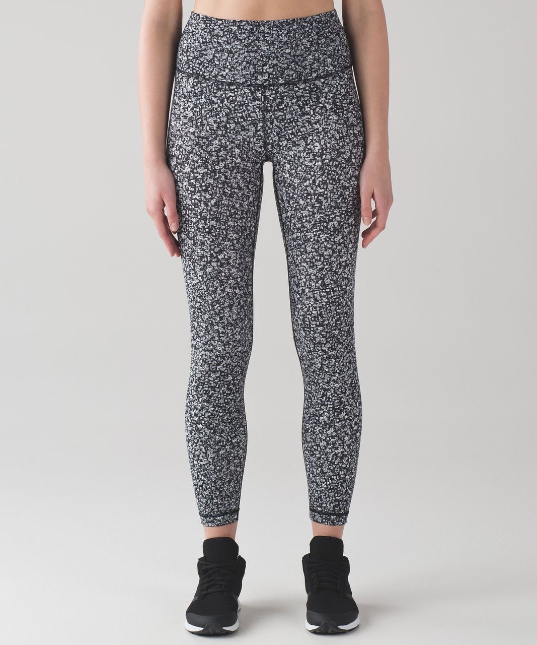 Euc Lululemon Wunder Under Hi-Rise 7/8 Tight Daisy Dust Alpine White Black Sz 6